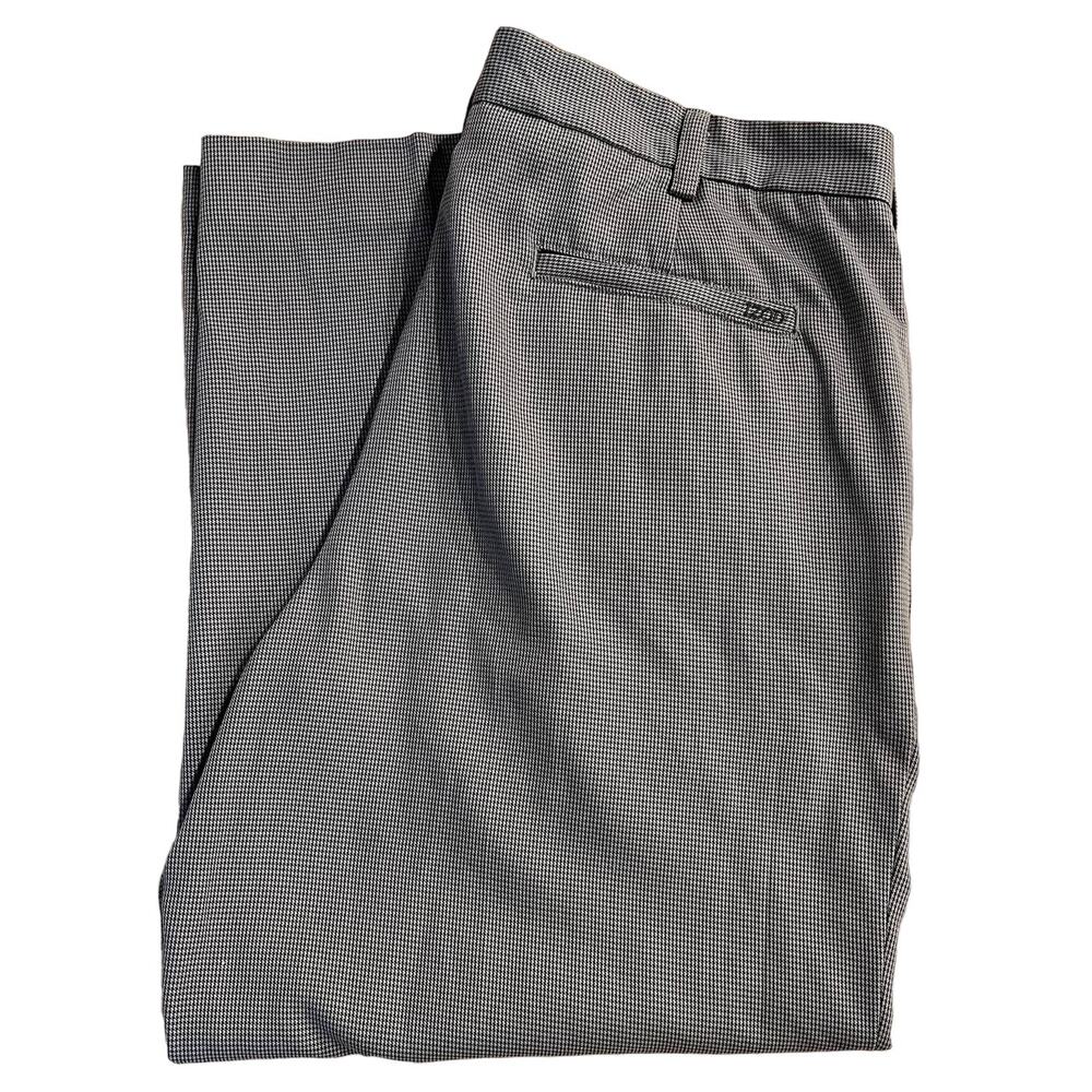 Izod Pleated Micro Houndstooth Dress Pants Men 38x30 Classic Work Casual Trouser